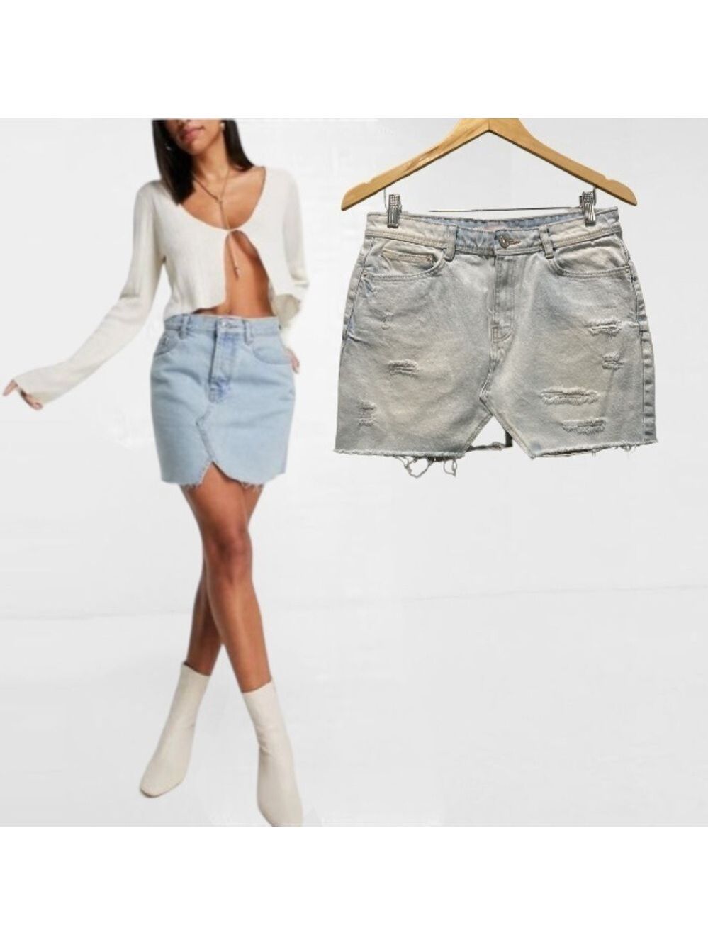 ZARA Light Blue Denim Jean Mini Skirt medium​